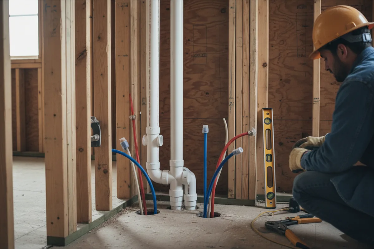 Drain and supply rough-in during Leak Detection in Crandall